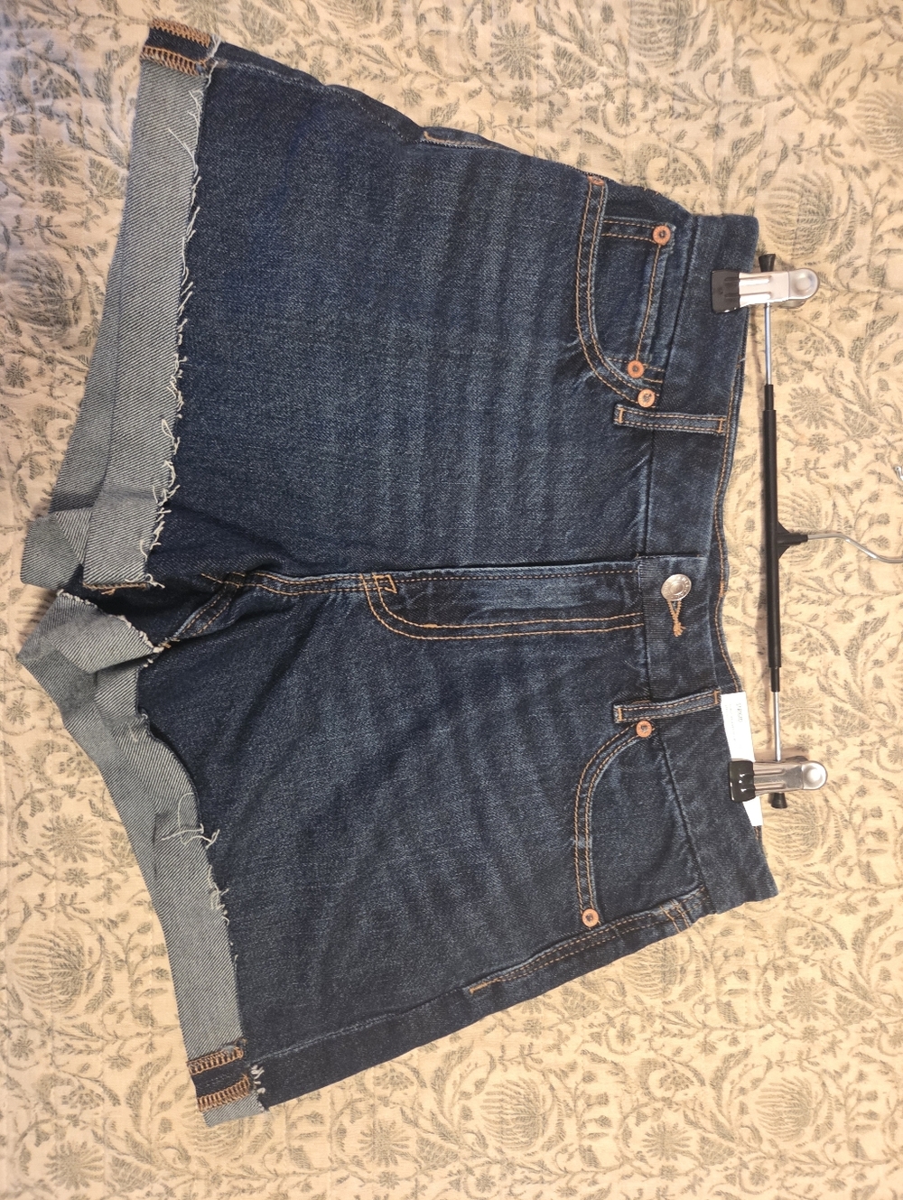American Eagle Strigid Curvy High-Rise Dark Blue Denim Jean Shorts